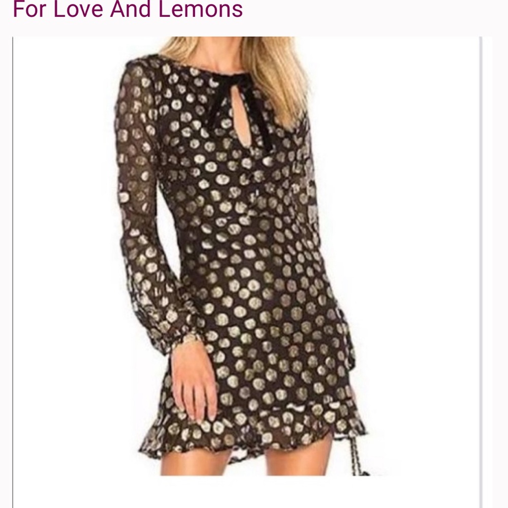 Perfect condition For Love & Lemons black and gold polka dot dress
